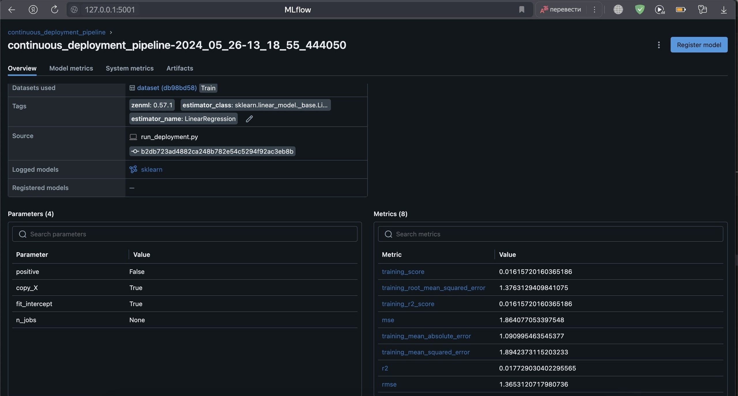 Predict pipeline in MLFlow